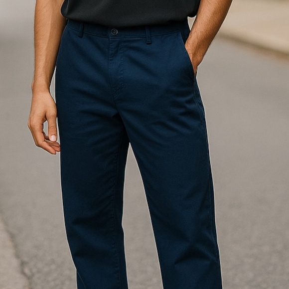 ENGLISH LAUNDRY Mens Pant Straight Leg Soft Flex Waist Blue Midnight Chino 34x30 - Picture 1 of 9